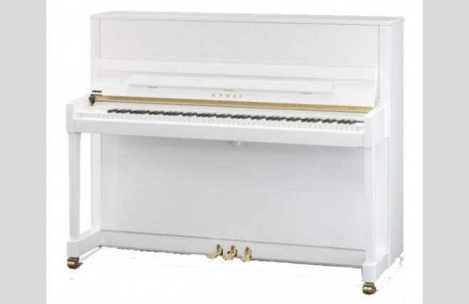 Kawai K-300 ATX 4 Snow White Polished Upright Piano All Inclusive Package - Image 1